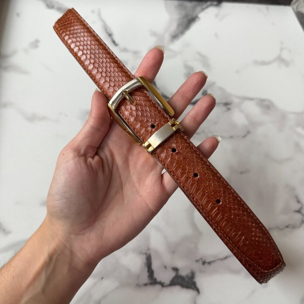 Genuine Snakeskin Leather Brown Belt Size 36